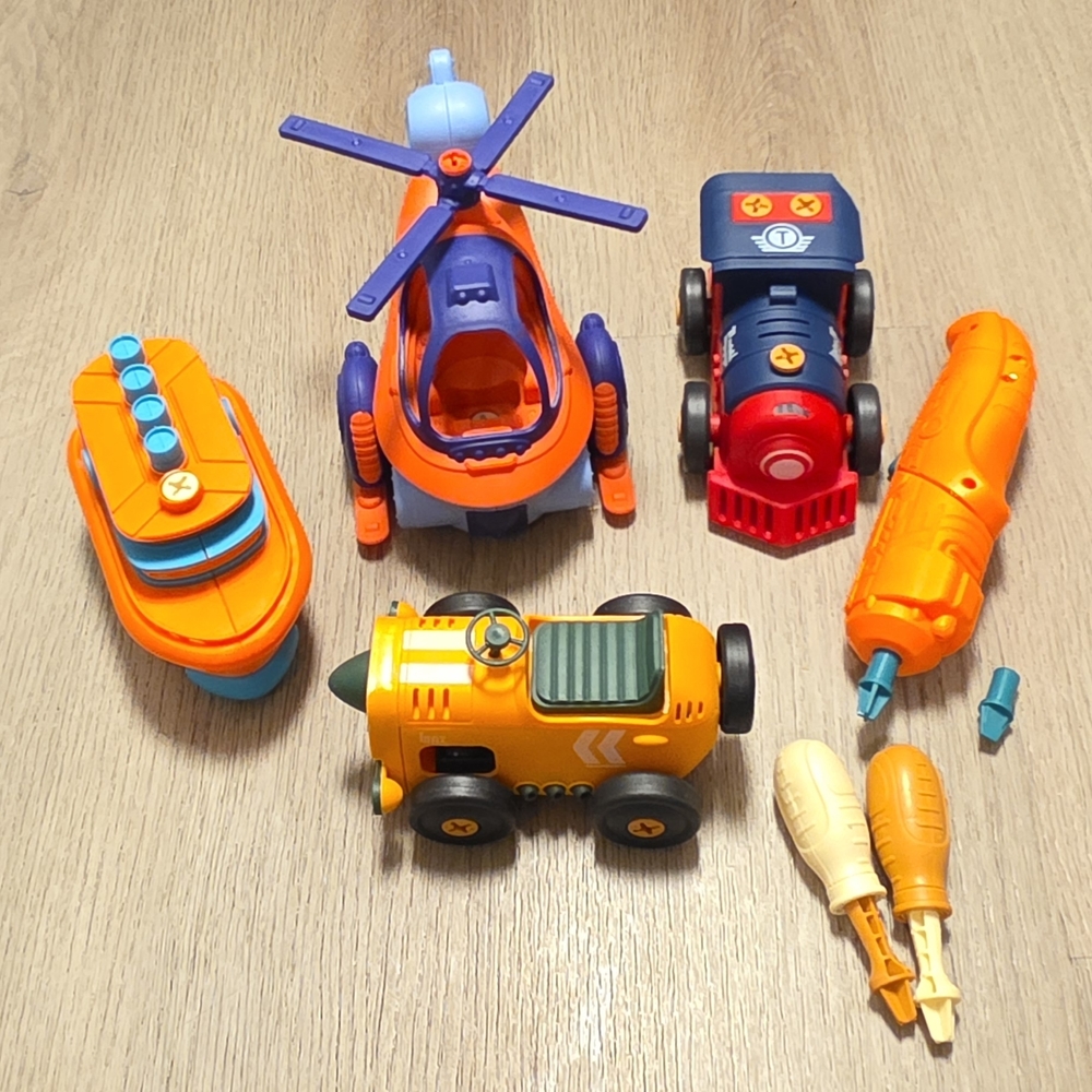 Kids Orange and Blue Vehicle Playset - 6-Piece Imaginative Set